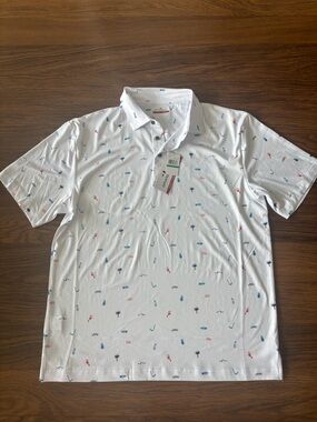 NWT Grand Slam White Polo with Blue and Red Micro Motifs